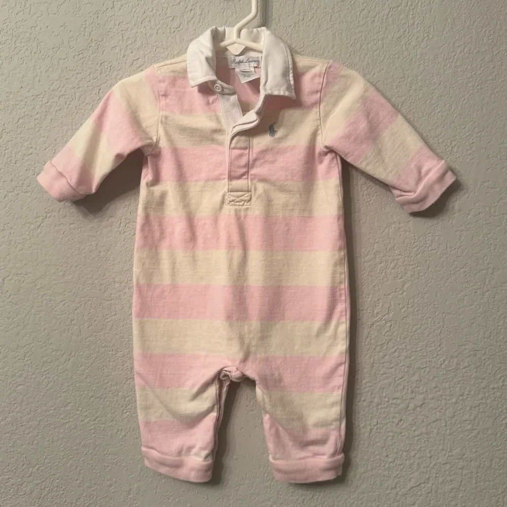 Ralph Lauren Pink Striped Onesie